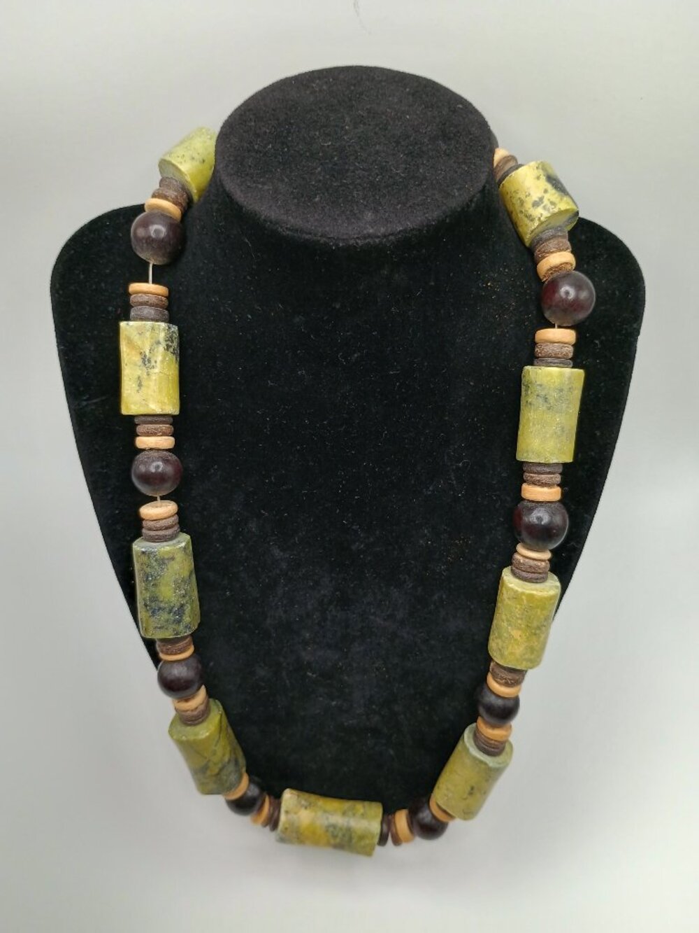 Collar Piedra Natural Serpentina Hecho Mano Unisex